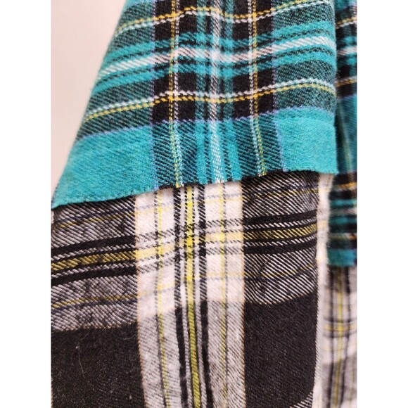 La Miel Womens Large Green Shirt Colorblock Plaid Flannel Shacket Farm Western - Picture 4 of 16